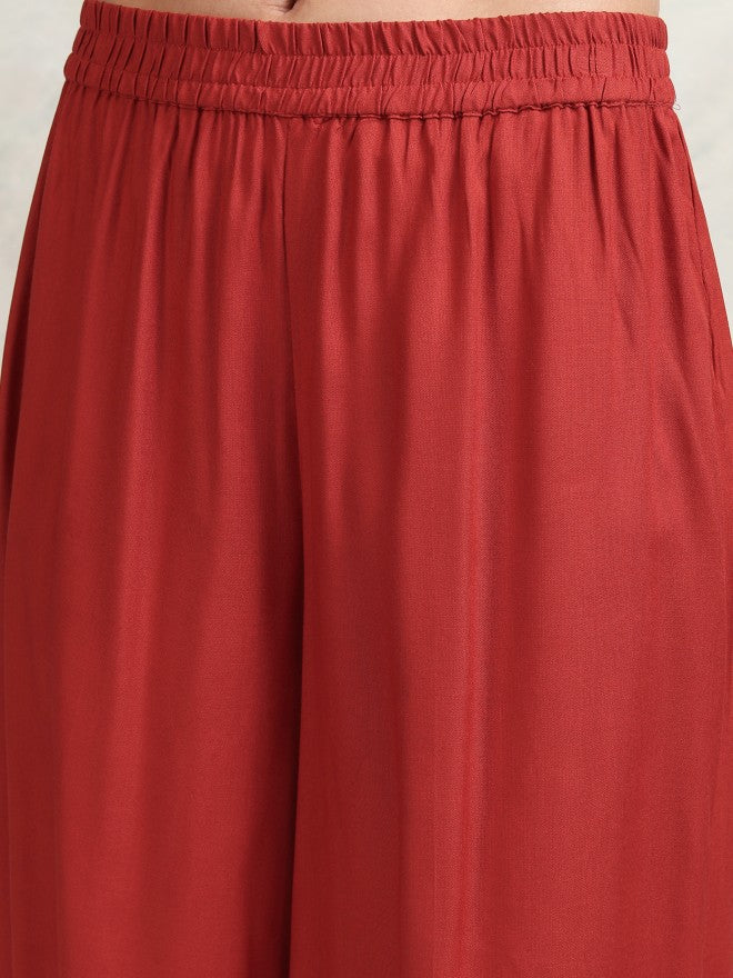 Vishudh Women Maroon Shirt With Trouser - Maroon - Image 8