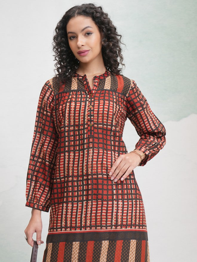 Vishudh Women Brown Tunic With Trouser - Brown - Image 1