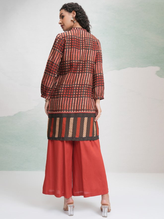 Vishudh Women Brown Tunic With Trouser - Brown - Image 3