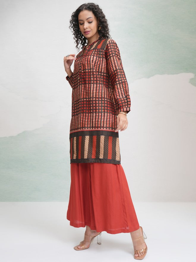 Vishudh Women Brown Tunic With Trouser - Brown - Image 4