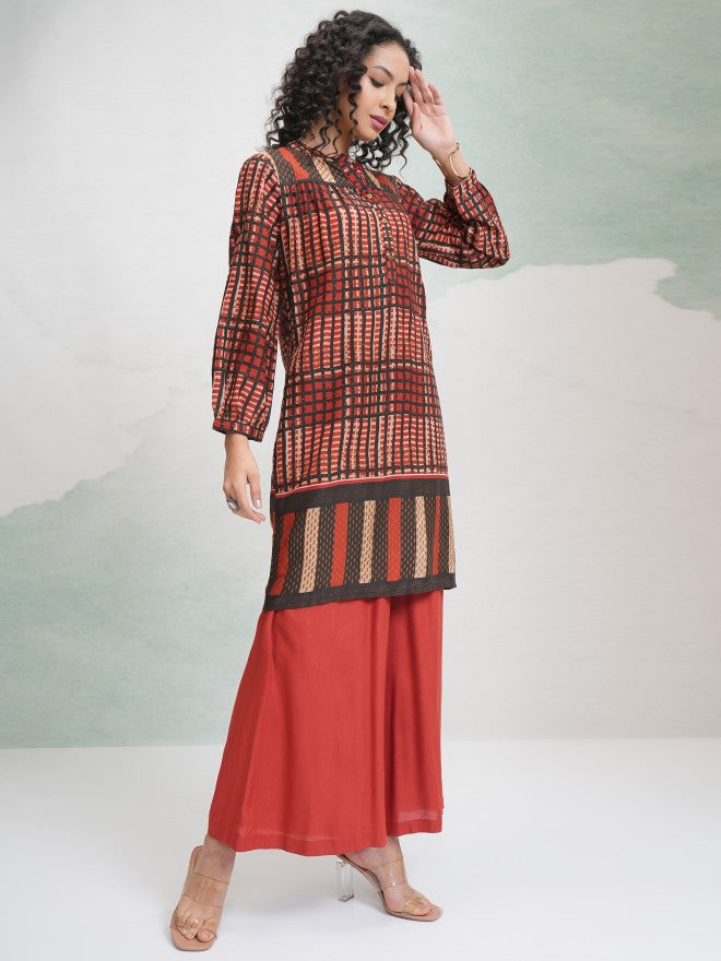 Vishudh Women Brown Tunic With Trouser - Brown - Image 6