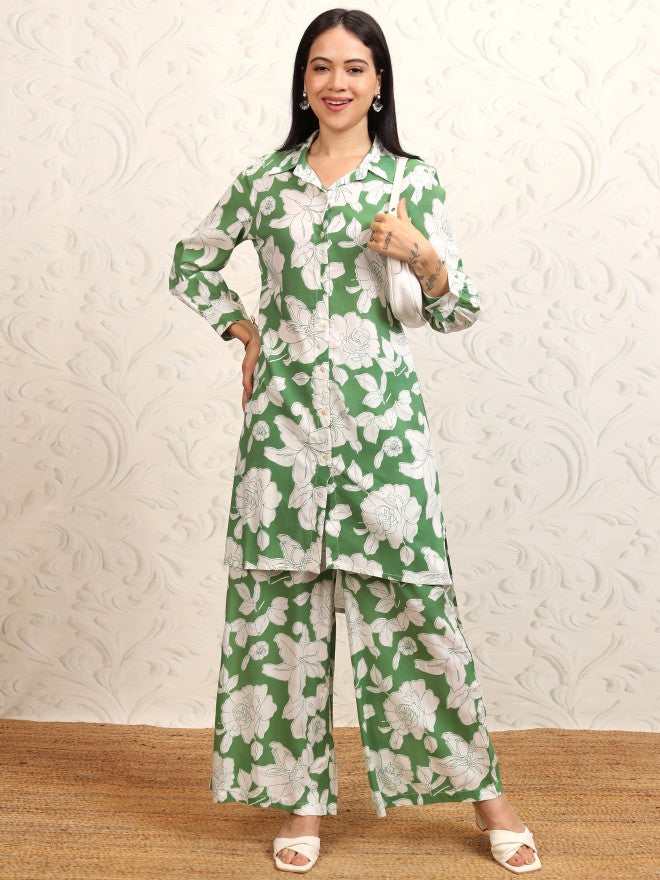 Vishudh Women Green Shirt With Trouser - Green - Image 2