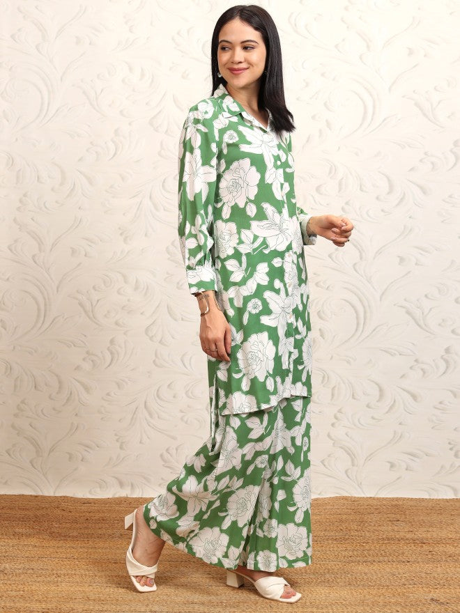Vishudh Women Green Shirt With Trouser - Green - Image 6