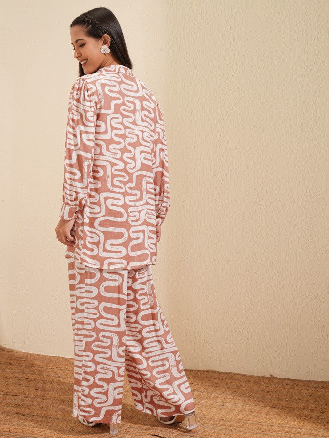 Vishudh Women Nude Shirt With Trouser - Nude - Image 3