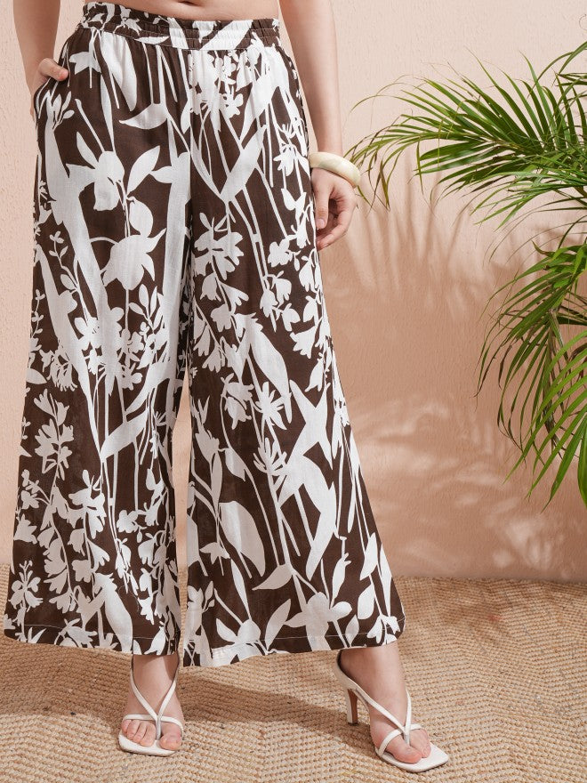 Vishudh Women Brown Tunic With Palazzos - Brown - Image 7