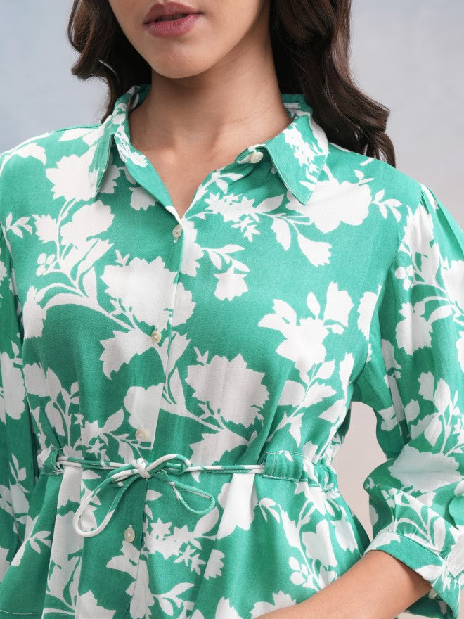 Vishudh Women Green Top With Skirt - Green - Image 5