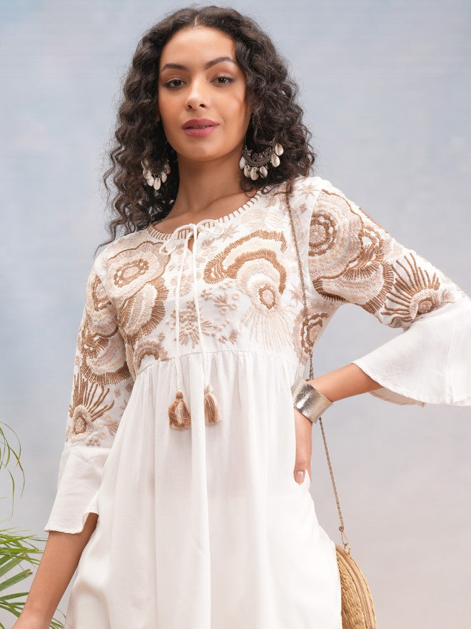 Vishudh Women Off White Top With Trouser - Off White - Image 1
