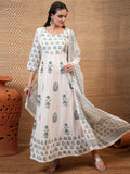 Vishudh Women White Printed A-Line Dress - White - Image 1