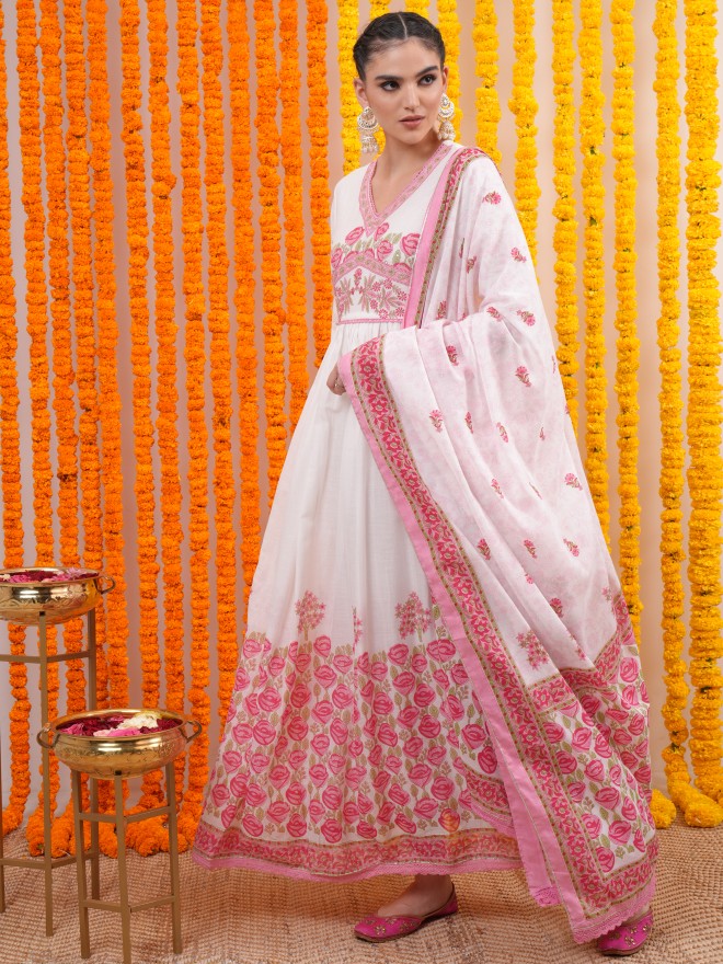 Vishudh women Pink Printed Maxi Dress - Pink - Image 2