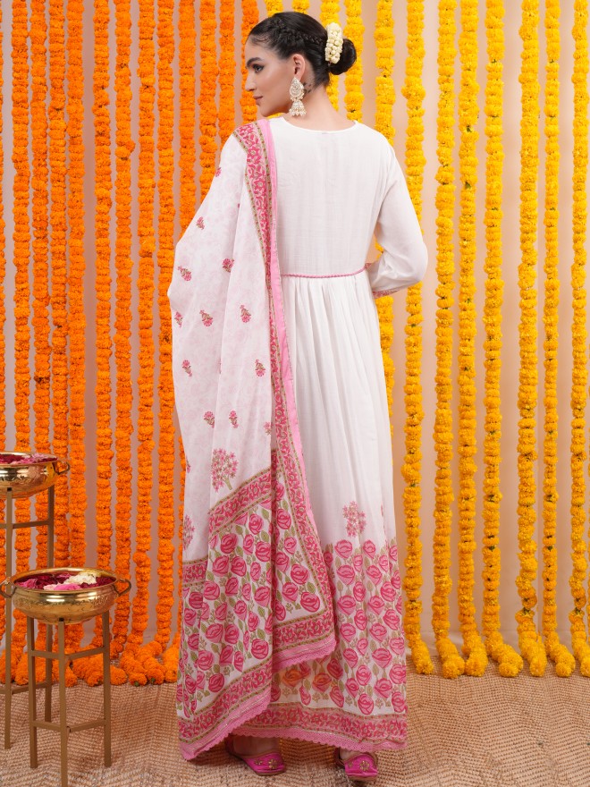 Vishudh women Pink Printed Maxi Dress - Pink - Image 3