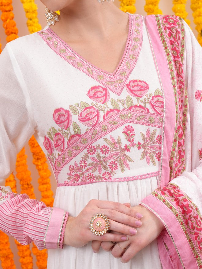 Vishudh women Pink Printed Maxi Dress - Pink - Image 5