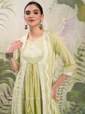 Vishudh Women Green Embroidered Maxi Dress - Green - Image 1