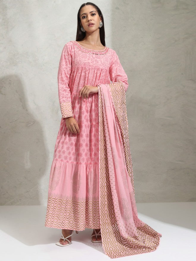 Vishudh women Pink Printed Maxi Dress - Pink - Image 2