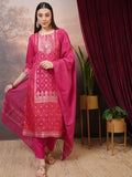 Vishudh Women Pink Printed Kurta With Trouser And Dupatta - Pink - Image 1