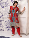 Vishudh Women Red Printed Kurta With Trouser - Red - Image 1