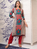 Vishudh Women Red Printed Kurta With Trousers - Red - Image 1