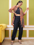 Vishudh Women Blue Printed Top With Trouser - Blue - Image 1
