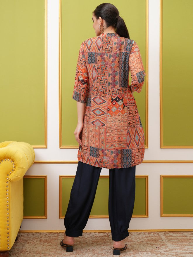 Vishudh Women Blue Printed Top With Trouser - Blue - Image 3