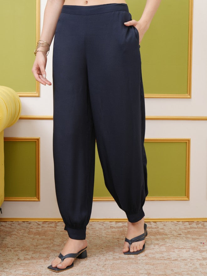 Vishudh Women Blue Printed Top With Trouser - Blue - Image 7
