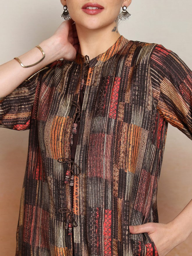 Vishudh Women Brown Printed Kurta With Trouser - Brown - Image 5