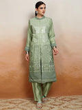 Vishudh Women Green Embroidered Kurta With Trouser - Green - Image 1