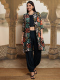 Vishudh Women Blue Printed Top With Trouser - Blue - Image 1