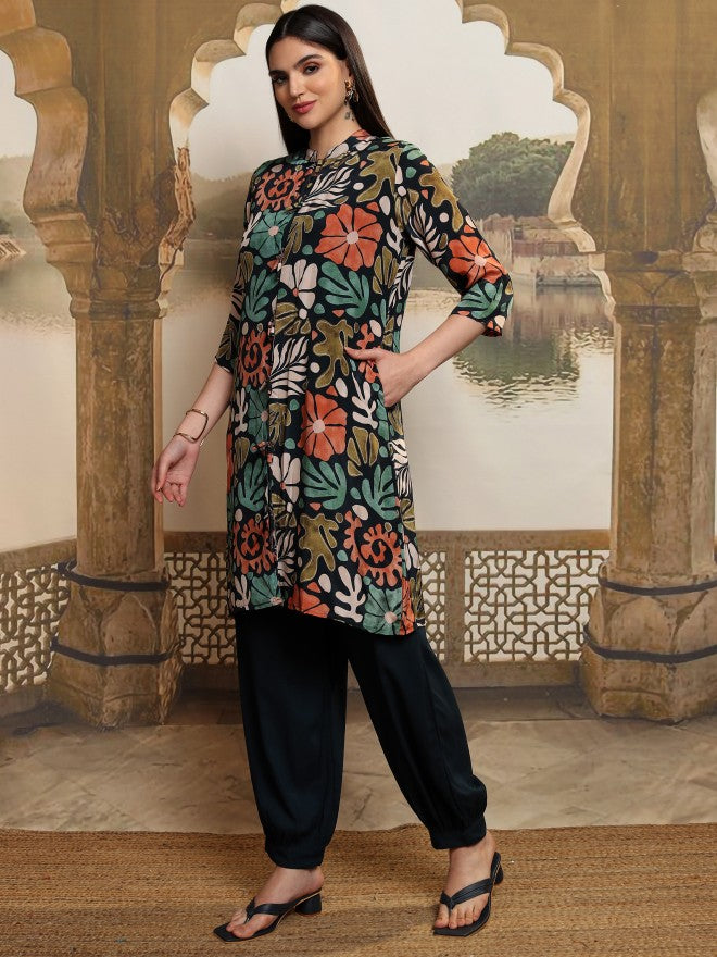 Vishudh Women Blue Printed Top With Trouser - Blue - Image 4