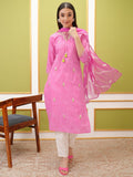 Vishudh Women Pink Embroidered Kurta With Trouser And Dupatta - Pink - Image 1