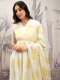 Vishudh Women White Printed Kurta With Trouser And Dupatta - White - Image 1