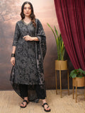 Vishudh Women Black Printed Kurta With Trouser And Dupatta - Black - Image 1