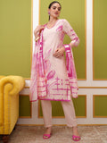 Vishudh Women Pink Printed Kurta With Trouser And Dupatta - Pink - Image 1
