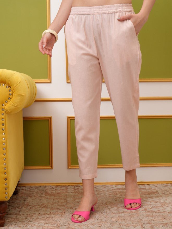 Vishudh Women Pink Printed Kurta With Trouser And Dupatta - Pink - Image 8