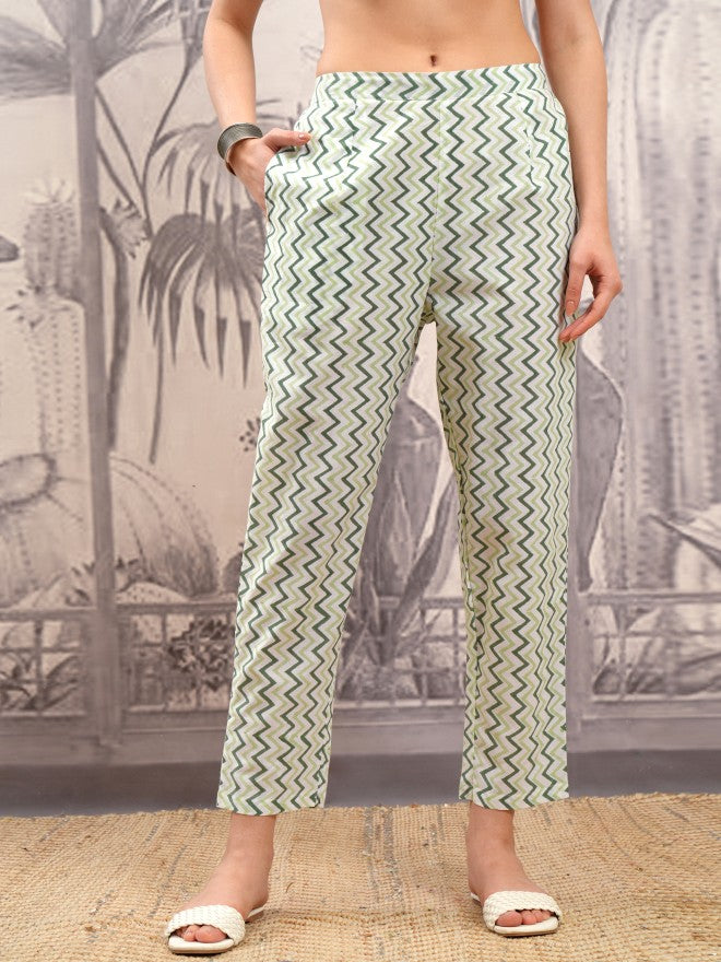 Vishudh Women White Printed Kurta With Trouser And Dupatta - White - Image 7