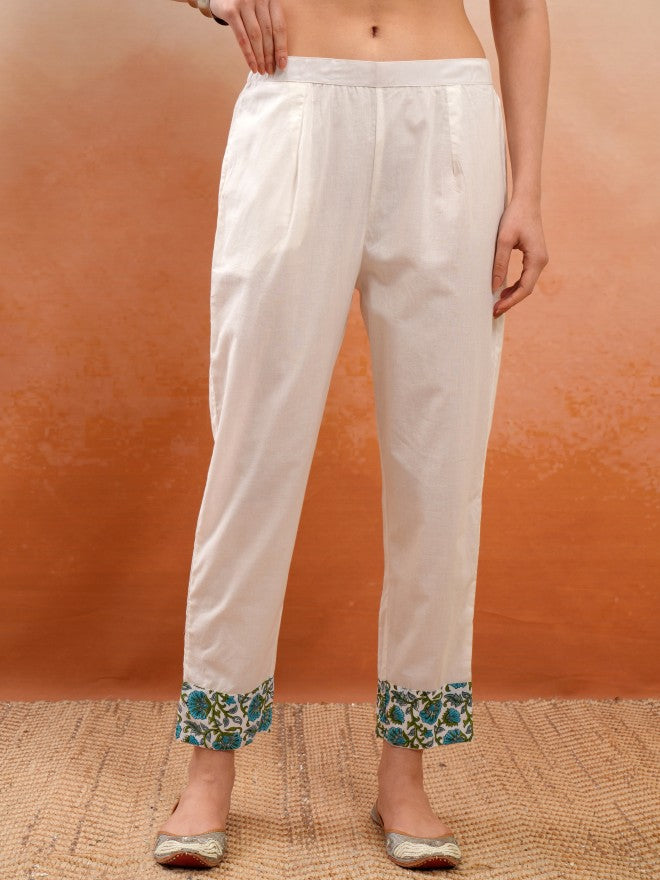 Vishudh Women White Printed Kurta With Trouser And Dupatta - White - Image 7