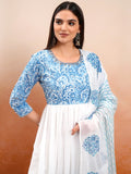 Vishudh Women White Printed Kurta With Trouser And Dupatta - White - Image 1