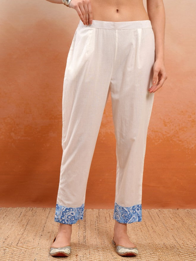 Vishudh Women White Printed Kurta With Trouser And Dupatta - White - Image 7