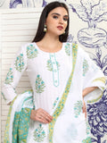 Vishudh Women White Printed Kurta With Trouser And Dupatta - White - Image 1