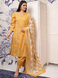 Vishudh Women Mustard Embroidered Kurta With Trouser And Dupatta - Mustard - Image 1