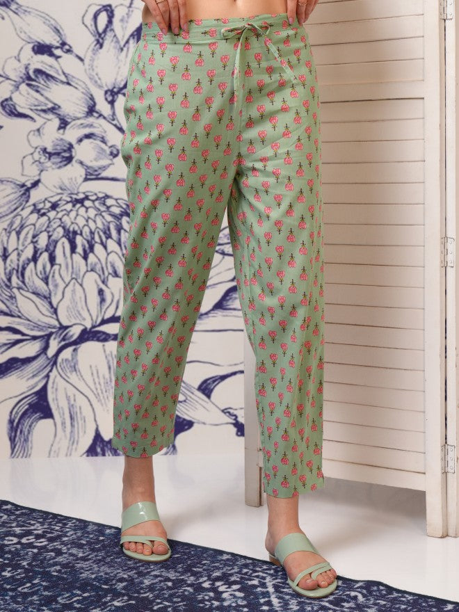 Vishudh Women Green Embroidered Kurta With Trouser And Dupatta - Green - Image 7