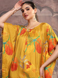 Vishudh Women Mustard Printed Kurta With Trouser - Mustard - Image 1