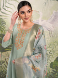 Vishudh Women Green Embroidered Kurta With Trouser And Dupatta - Green - Image 1