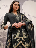 Vishudh Women Black Printed Kurta With Trouser And Dupatta - Black - Image 1