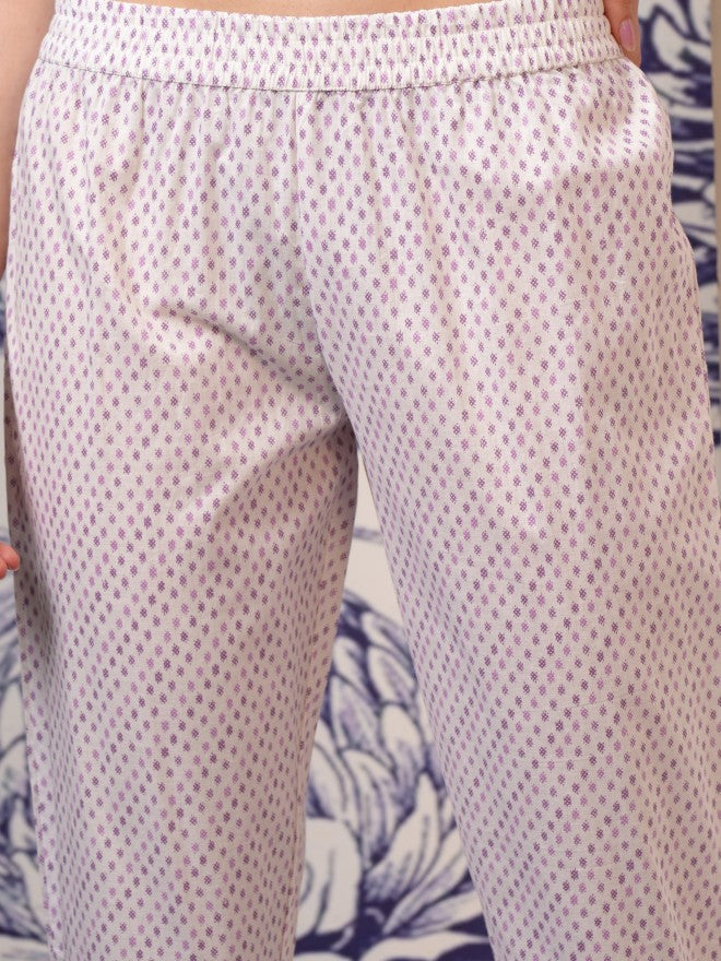 Vishudh Women Pink Printed Kurta With Trousers And Dupatta - Pink - Image 7