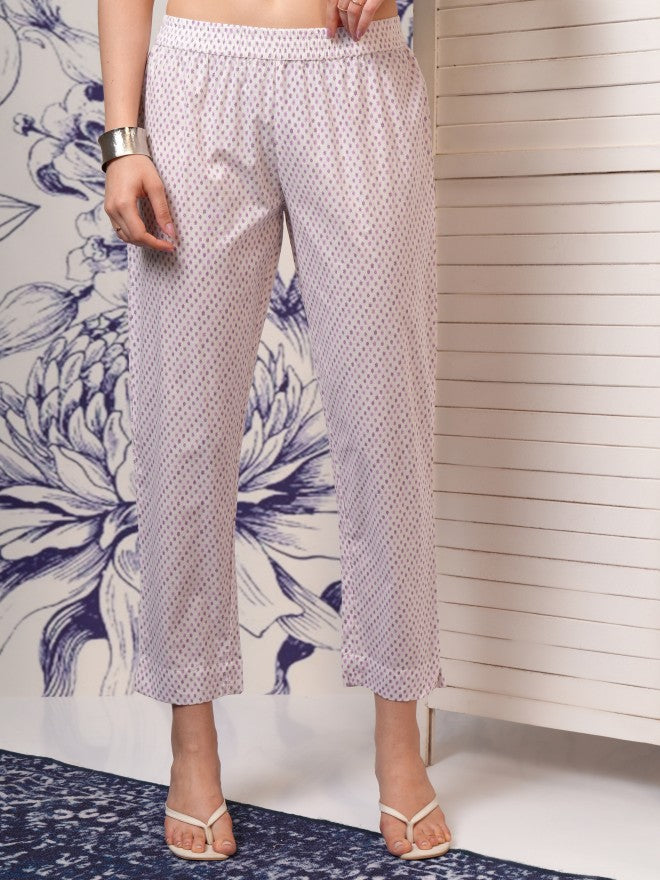Vishudh Women Pink Printed Kurta With Trousers And Dupatta - Pink - Image 8
