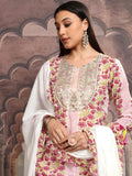 Vishudh Women Pink Embroidered Kurta With Trouser - Pink - Image 1