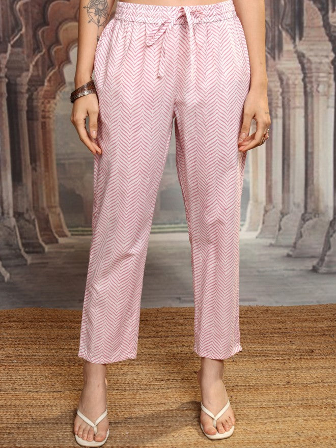 Vishudh Women Pink Embroidered Kurta With Trouser - Pink - Image 8