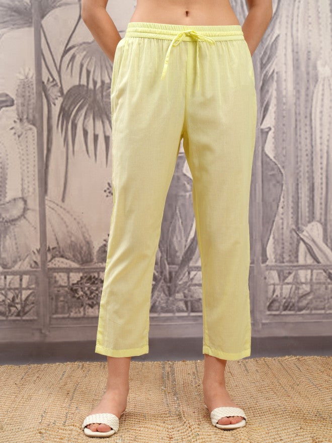 Vishudh Women Yellow Embroidered Kurta With Palazzo - Yellow - Image 7