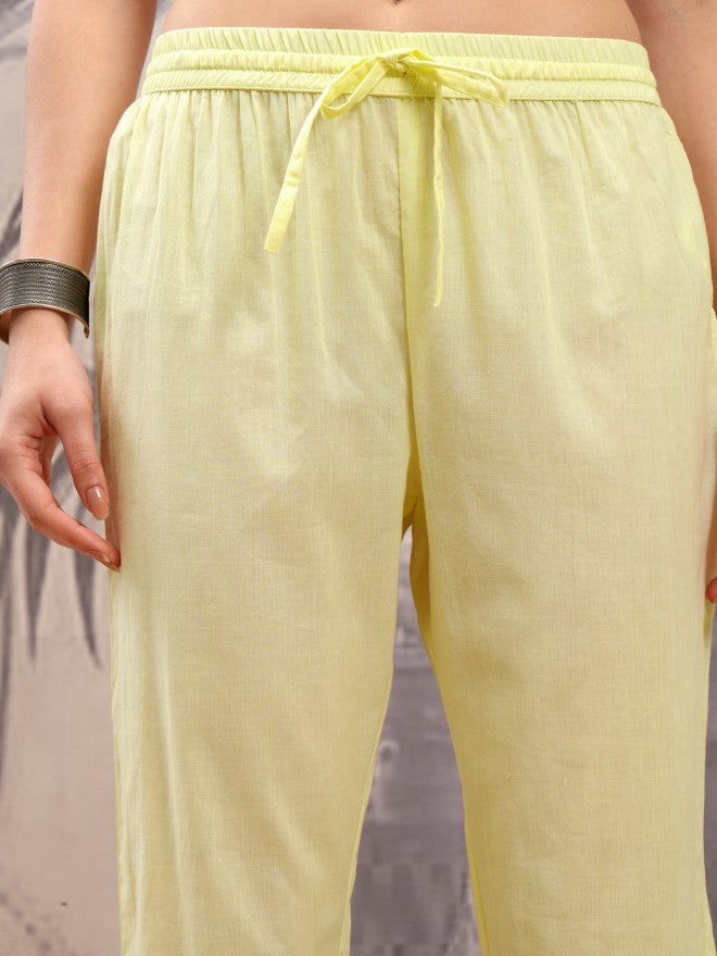 Vishudh Women Yellow Embroidered Kurta With Palazzo - Yellow - Image 8