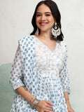 Vishudh Women White Printed Kurta With Trouser And Dupatta - White - Image 1