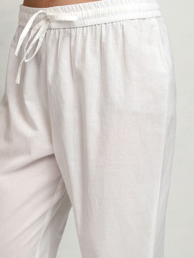 Vishudh Women White Printed Kurta With Trouser And Dupatta - White - Image 7